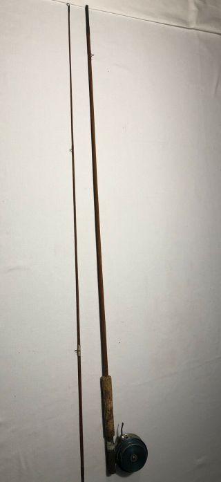 Vintage 7’6 " Montague Bamboo Fly Rod W/ Bronson Royal Matic 390 Reel
