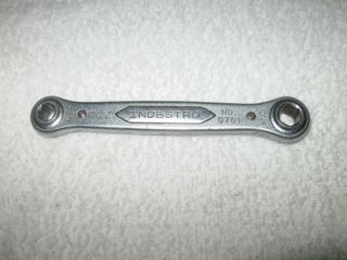 Vintage Indestro 0701 Ratcheting Double Box - End Wrench,  1/4 " X 5/16 ",  6pt,  Usa