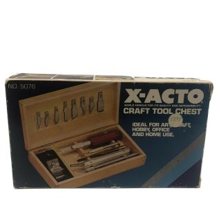 X - Acto Craft To Chest No 5076 Vintage 6 Tools 11 Blades Wood Chest