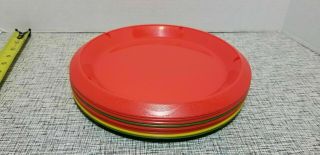9 Vintage Plastic Paper Plate Holders Green Yellow Red Retro Picnic