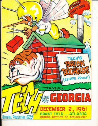 12/2 1961 Georgia Tech Vs Georgia Football Program Vg Cfbbx6