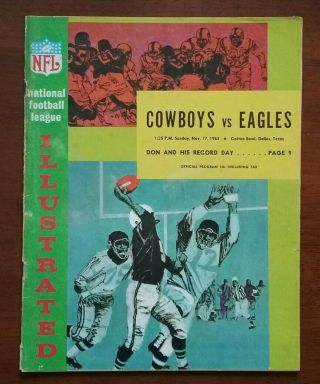 1963 Philadelphia Eagles Vs Dallas Cowboys Nfl Football Program Cotton Bowl