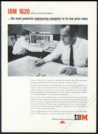 1960 Ibm 1620 Computer Photo Vintage Print Ad