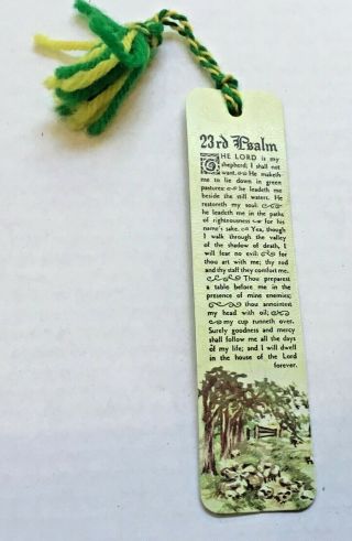 Vintage 23rd Psalm The Lord Is My Shepard Bookmark Antioch1972 Bible Verse
