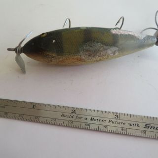 Fishing Lure Creek Chub 3¾ " Vintage Wood Glass Eye Injured Minnow Perch