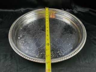 Beautifully polished Vtg 15 Inches Wm.  Rogers Round Tray Silver Plated service 2