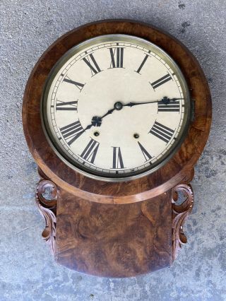 Antique Seth Thomas Anglo American Burled Wood Wall Clock
