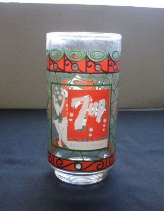 Vintage - 7 - Up Tiffany Style W/ Swimming Girl Drinking Glass