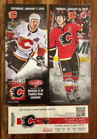 Nhl Calgary Flames Jarome Iginla 500th Nhl Goal Ticket & Lineup (2) - Jan 7,  2012