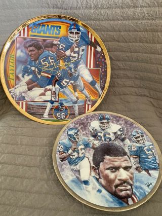 2pc Lawrence Taylor York Giants Collector Plate Sports Impressions Ltd Ed