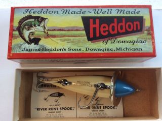 Vintage Heddon Wood 210 Surface Lure,  Nib,  Gold Eye Bait.