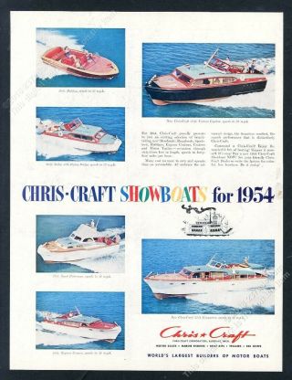 1954 Chris Craft 6 Boat Color Photo Custom Captain Holiday Etc Vintage Print Ad