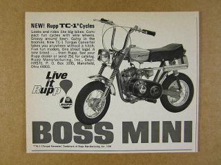 1970 Rupp Tc - 1 Tc1 Roadster Minibike Mini - Bike Photo Vintage Print Ad