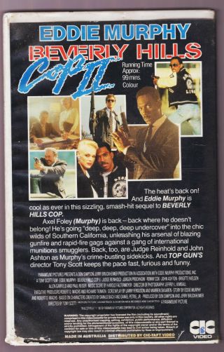 Beverly Hills Cop 2 VHS Video Tape Eddie Murphy Paramount CIC 1987 Vintage 2