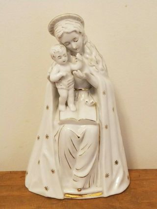Vintage Madonna And Child Mary Baby Jesus White Porcelain Japan 7.  5 "