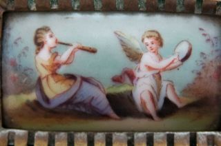 Antique German Hand Painted Porcelain Cherub Angel Brooch Pin 3
