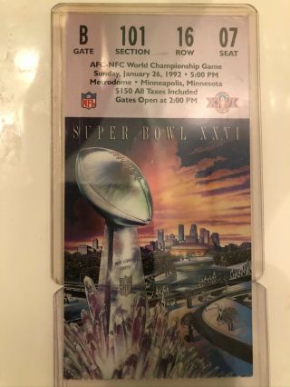 Bowl Xxvi 26 - Washington Redskins/buffalo Bills - 1992 Ticket Stub