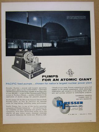 1960 Dresden Nuclear Atomic Energy Power Plant Photo Pacific Pumps Vintage Ad