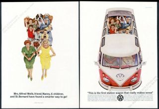 1959 Vw Bus Color Photo 2 - Sided Volkswagen Vintage Print Ad