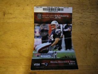 2010 Patriots Vs Jets Ticket Stub.  12/6/10 Tom Brady 250 Td Pass.  Pick One.