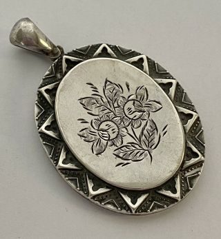 Unusual Antique Silver Locket Pendant With Aesthetic Decoration Hallmarked 1882