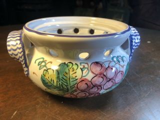 Vintage Cottura Castelli Italian Ceramic Pottery Vase,  Fruit Pattern L.  Pardi