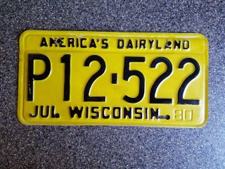 1980 Wisconsin Auto Car Truck License Plate P12 522
