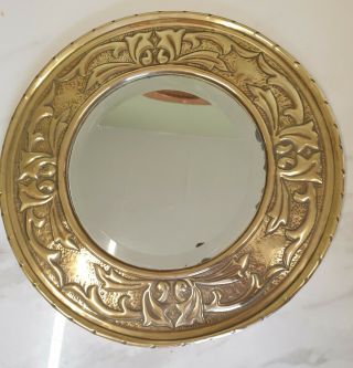 Antique Victorian Brass Round Mirror
