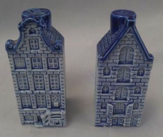 Lovely Vintage Delft Salt & Pepper Pots.  Styled Like The Klm B.  Made In Holland.