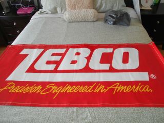 Vintage Fishing Store Display Banner Sign,  Zebco,  Gas Oil Lures