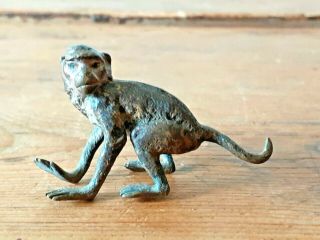 Antique Miniature Cold Painted Austrian Bronze Monkey Figure Sculpture Bergman