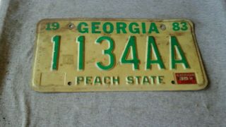 License Plate Tag Vintage Georgia Ga Peach State 1983 1134aa Rustic