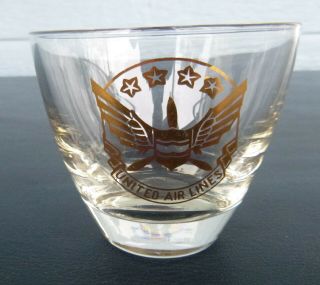 Vintage United Airlines Logo Small Drink Glass Onboard 2 1/2 Inches