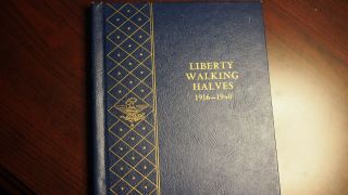 Vintage Whitman Bookshelf Coin Album 9423 Liberty Walking Half Dollars 1916 - 40