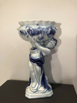 Vintage Tilso Japan Blue & White Porcelain Statue Vase