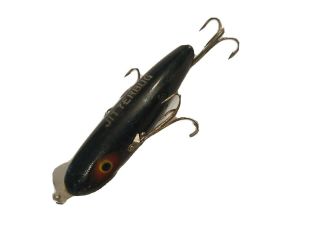 Rare Vintage Wooden Muskie Jitterbug Lure By Fred Arbogast Bait Black Tough