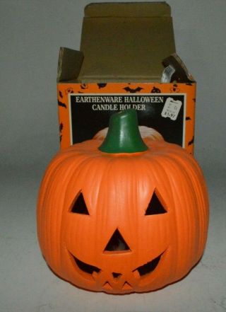 Vintage Halloween Earthenware Pumpkin Jack O 