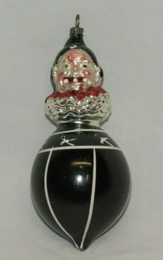 German Antique Glass Figural Clown On A Ball Christmas Ornament Decoration 1930s