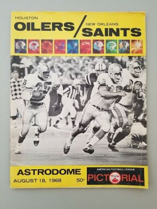 Houston Oilers Vs Orleans Saints Pre - Season 1968 Astrodome Game Program
