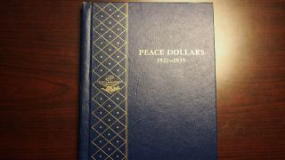 Vintage Whitman Bookshelf Coin Album 9430 Peace Dollars 1921 - 1935 - Light Use