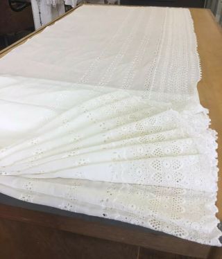 Victorian White Cotton Eyelet Fabric 9 - 1/2 Yards Entire Bolt Wedding Dress Doll