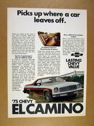 1975 Chevrolet Chevy El Camino Photo Vintage Print Ad