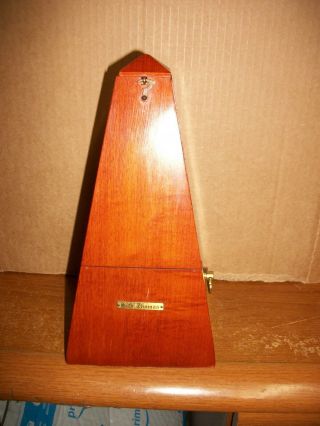 Vintage Cherry Wood Metronome,  Seth Thomas Brass Latch,  And Wind Stem,  Ex.