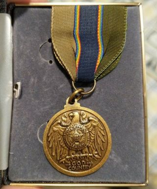 Vintage For God And Country American Legion School Award Medal World War Ii