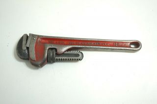 Vintage Ridgid No 10 Heavy Duty Pipe Wrench 10 " Ridge Tool Co Made In Usa