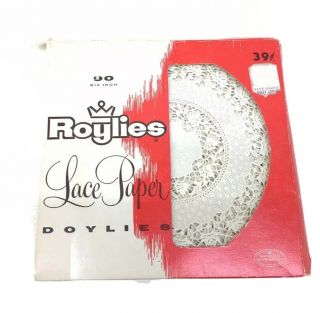 12 Vintage 1954 Roylies 6 " Lace Paper Rose Flower Doylies Doilies Usa Made