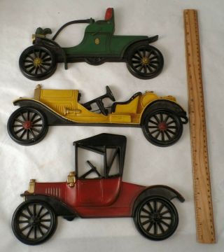Set Of 3 Vintage Cast Iron Wall Hanging Plaque Cars Midwest