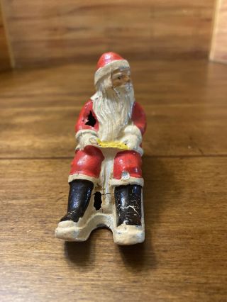 Rare Old Antique VTG Lead Tin Christmas Santa Claus Sled Barcley Manoil Toy 2