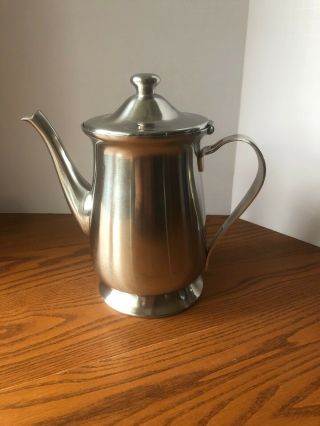 Oneida 18/8 Stainless Steel 8 1/2 Incheshigh Silver Teapot With Lid Vintage