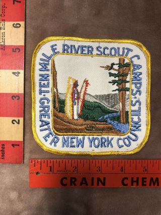 Vtg &big Boy Scouts Indian Patch Ten Mile River Scout Camp Greater York 9404